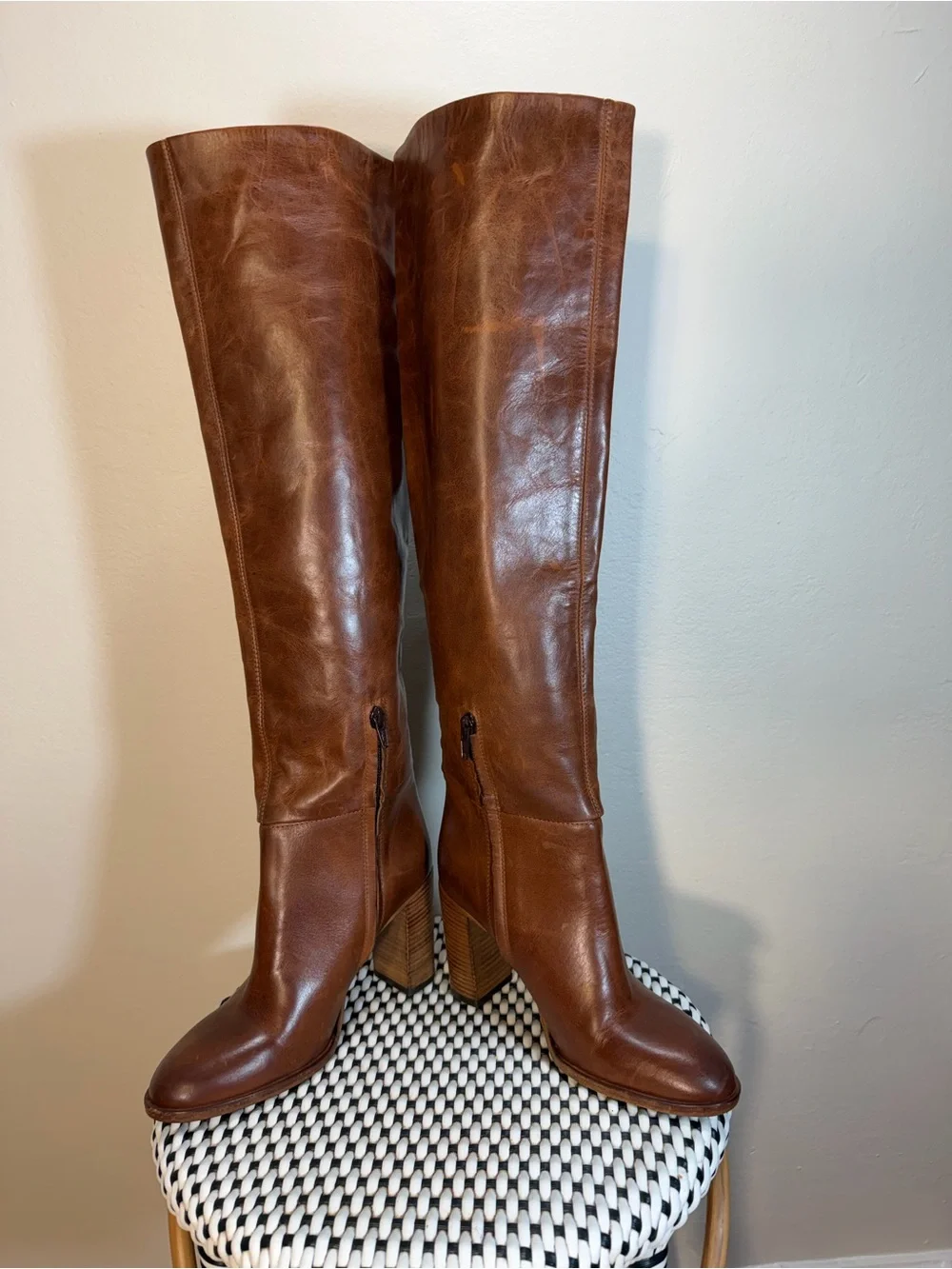 Free People Dakota Tall Chestnut Brown Over-the-Knee Leather Boots